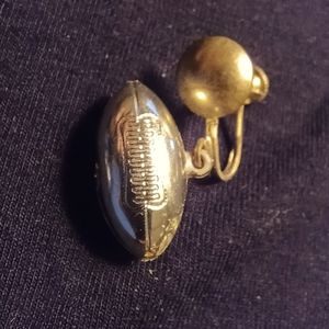 Silver football screw on earrings